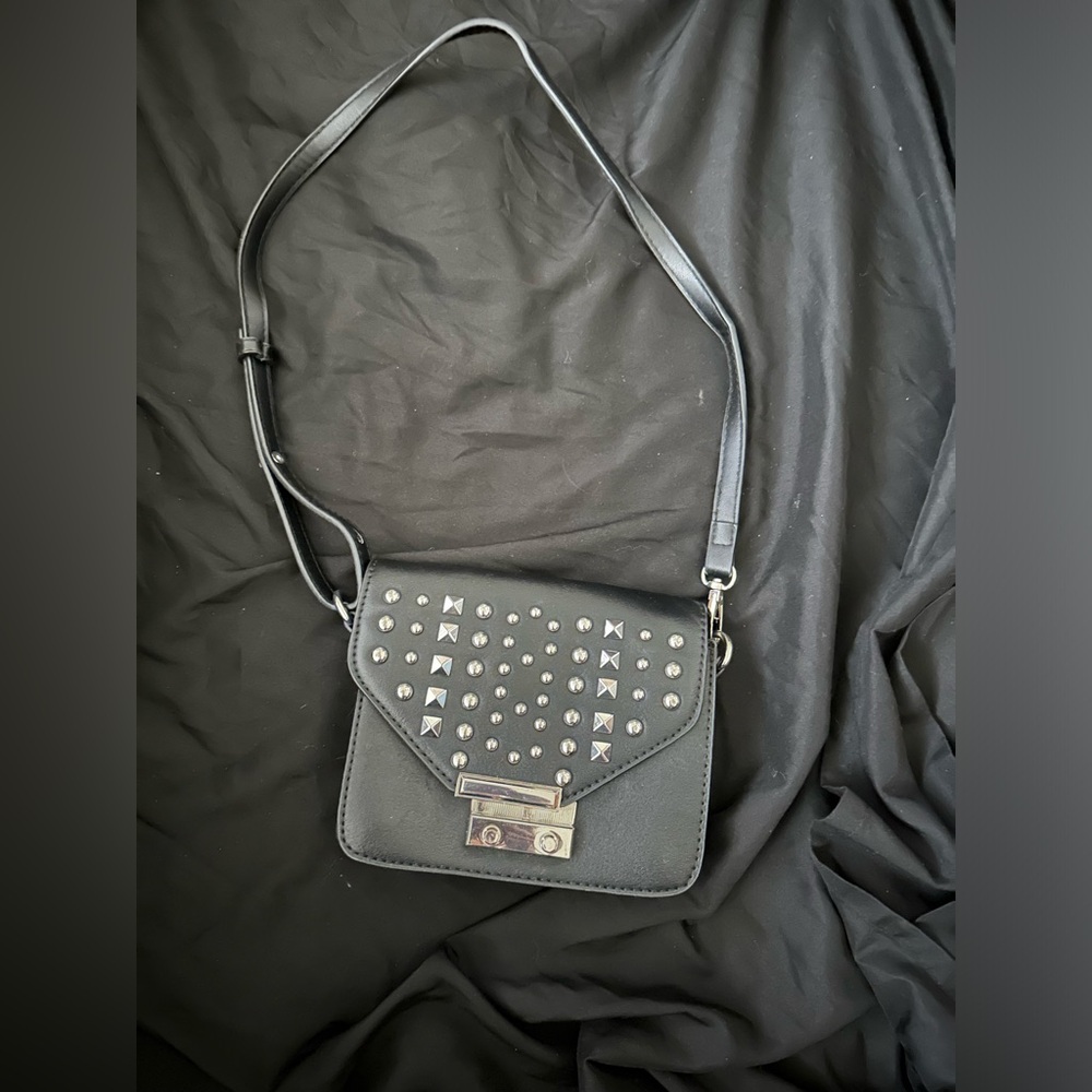 Black Studded Crossbody Shoulder Bag